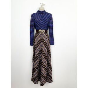 Eleanor Brenner for Brenner Couture Women’s 70s Bohemian Modern Graphic Maxi Dre